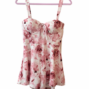 White and pink floral adjustable romper by Winsor. Size S